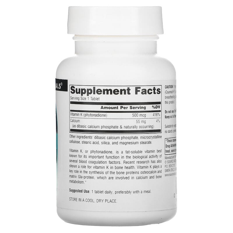 Source Naturals Vitamin K 500 mcg 200 Tablets 2 Thực phẩm bổ sung Source Naturals Vitamin K 500 mcg 200 Tablets 021078014508