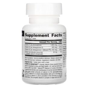 Source Naturals Vitamin K2 Advantage 2.200 mcg 60 Tablets 3 Thực phẩm bổ sung Source Naturals Vitamin K2 Advantage 2.200 mcg 60 Tablets 021078027102