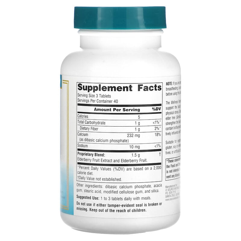 Source Naturals Wellness Elderberry Extract 166 mg 120 Tablets 2 Thực phẩm bổ sung Source Naturals Wellness Elderberry Extract 166 mg 120 Tablets 021078000488