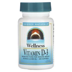 Thực phẩm chức năng Source Naturals Wellness Vitamin D-3 50 mcg (2.000 IU) 200 Softgels 021078023739