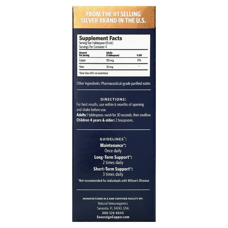 Sovereign Silver Bio-Active Copper Hydrosol 10 PPM 2 fl oz (59 ml) 2 Thực phẩm bổ sung Sovereign Silver Bio-Active Copper Hydrosol 10 PPM 2 fl oz (59 ml) 684088232395