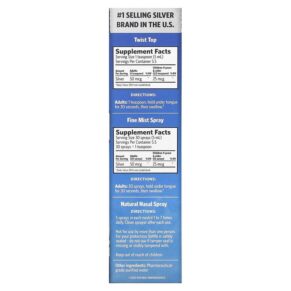 Thực phẩm bổ sung Sovereign Silver Bio-Active Silver Hydrosol Daily + Immune Support Sinus Relief Trial & Travel Kit 10 PPM 3 Piece Kit 1 fl oz (29 ml) Each 684088700078