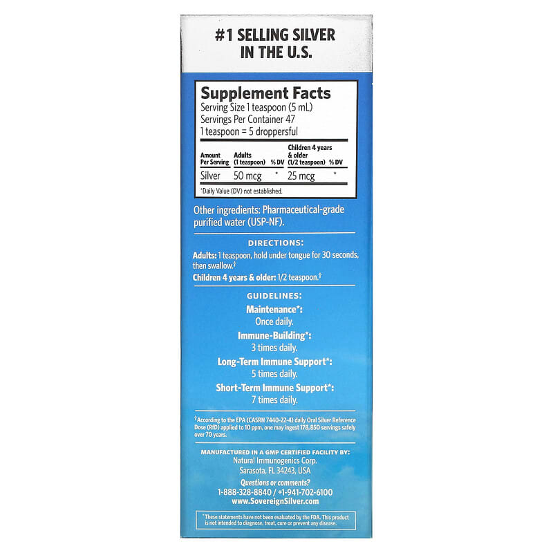 Sovereign Silver Bio-Active Silver Hydrosol Dropper-Top Daily + Immune Support 10 PPM 8 fl oz (236 ml) 2 Thực phẩm bổ sung Sovereign Silver Bio-Active Silver Hydrosol Dropper-Top Daily + Immune Support 10 PPM 8 fl oz (236 ml) 684088232333