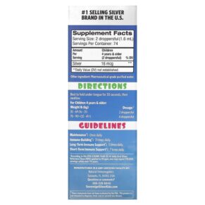 Thực phẩm bổ sung Sovereign Silver Kids Bio-Active Silver Hydrosol Daily+ Immune Support Ages 4+ 10 PPM 4 fl oz (118 ml) 684088234313