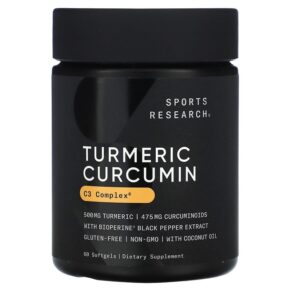 Thực phẩm chức năng Sports Research C3 Complex Turmeric Curcumin 500 mg 60 Softgels 023249004585