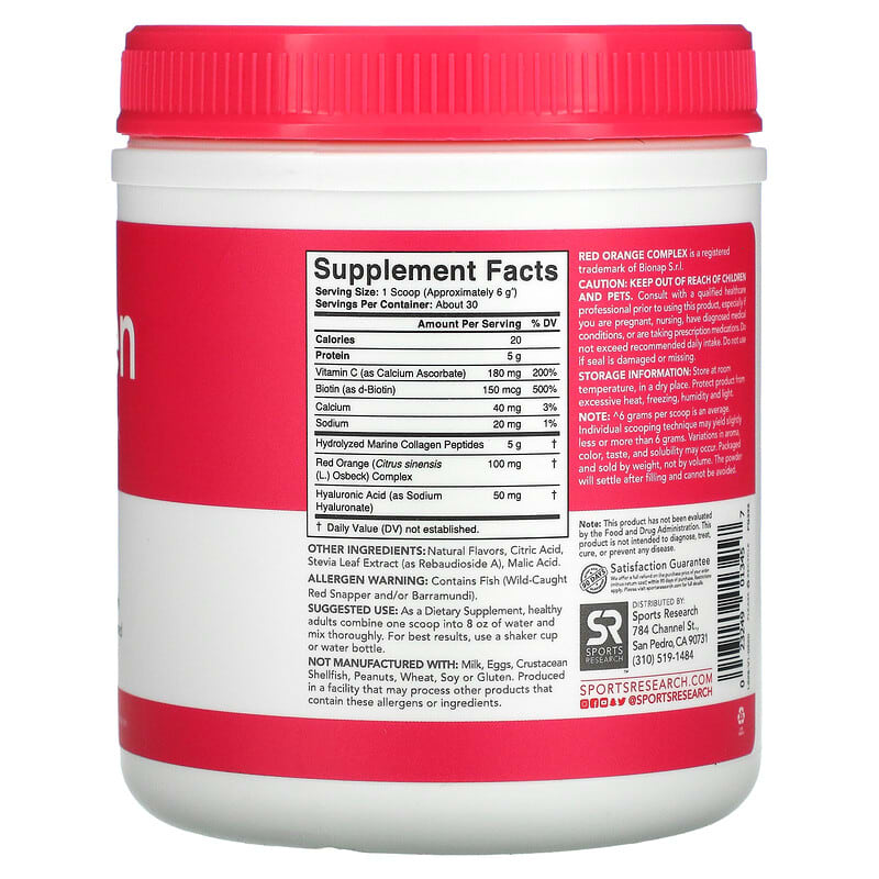 Sports Research Collagen Beauty Complex Marine Collagen Watermelon Yuzu 6.38 oz (181 g) 2 Thực phẩm bổ sung Sports Research Collagen Beauty Complex Marine Collagen Watermelon Yuzu 6.38 oz (181 g) 023249013457