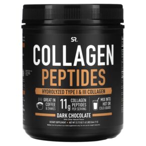 Thực phẩm chức năng Sports Research Collagen Peptides Hydrolyzed Type I & III Collagen Dark Chocolate 1.42 lbs (644.11 g) 023249010975
