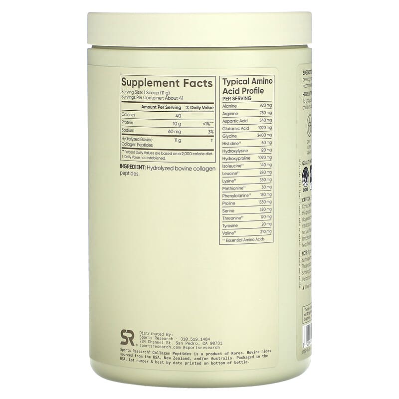 Sports Research Collagen Peptides Hydrolyzed Type I & III Collagen Unflavored 16 oz (454 g) 2 Thực phẩm bổ sung Sports Research Collagen Peptides Hydrolyzed Type I & III Collagen Unflavored 16 oz (454 g) 023249010180