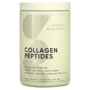 Thực phẩm chức năng Sports Research Collagen Peptides Hydrolyzed Type I & III Collagen Unflavored 16 oz (454 g) 023249010180