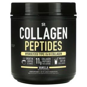 Thực phẩm chức năng Sports Research Collagen Peptides Hydrolyzed Type I & III Collagen Vanilla 16.85 oz (477.65 g) 023249010296