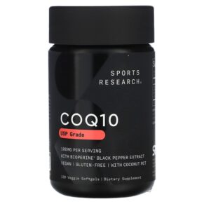 Thực phẩm chức năng Sports Research CoQ10 USP Grade with Bioperine 100 mg 120 Veggie Softgels 023249011354