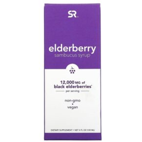 Thực phẩm chức năng Sports Research Elderberry Sambucus Syrup 12.000 mg 4 fl oz (120 ml) 023249090076