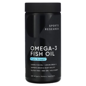 Thực phẩm chức năng Sports Research Omega-3 Fish Oil Triple Strength 180 Softgels 023249091530