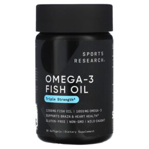 Thực phẩm chức năng Sports Research Omega-3 Fish Oil Triple Strength 30 Softgels 023249091523