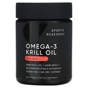 Thực phẩm chức năng Sports Research Omega-3 Krill Oil Mini-Gels 500 mg 120 Softgels 023249011361