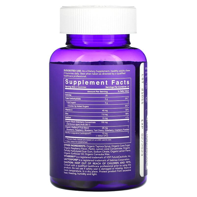 Sports Research Organic Elderberry Vitamin C + Zinc Natural Berry 60 Gummies 2 Thực phẩm bổ sung Sports Research Organic Elderberry Vitamin C + Zinc Natural Berry 60 Gummies 023249013495