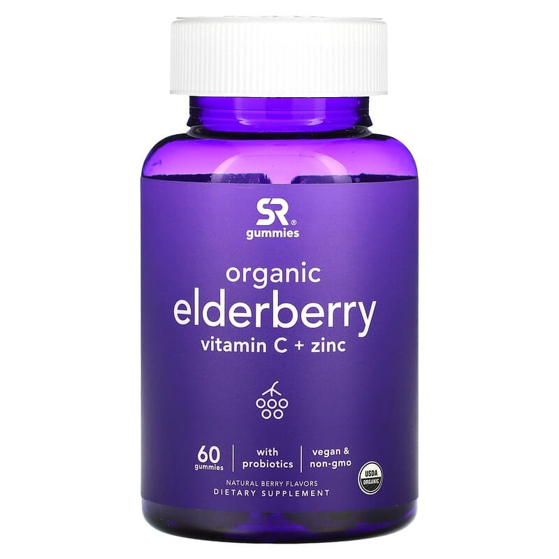 Sports Research Organic Elderberry Vitamin C + Zinc Natural Berry 60 Gummies 8 Thực phẩm chức năng Sports Research Organic Elderberry Vitamin C + Zinc Natural Berry 60 Gummies 023249013495