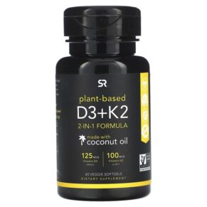 Thực phẩm chức năng Sports Research Plant Based D3 + K2 60 Veggie Softgels 023249011347