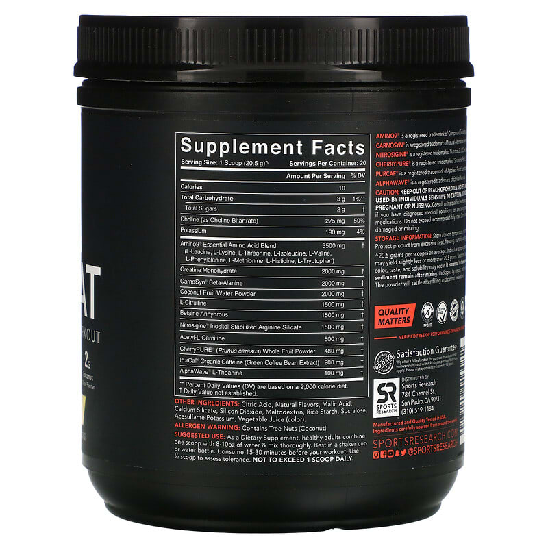 Sports Research Pre-Sweat Advanced Pre-Workout Watermelon Yuzu 14.46 oz (410 g) 2 Thực phẩm bổ sung Sports Research Pre-Sweat Advanced Pre-Workout Watermelon Yuzu 14.46 oz (410 g) 023249013082