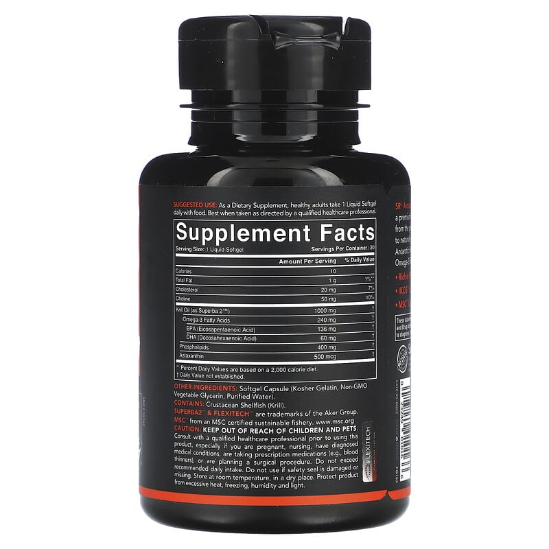 Sports Research SUPERBA 2 Antarctic Krill Oil with Astaxanthin 1.000 mg 30 Softgels 2 Thực phẩm bổ sung Sports Research SUPERBA 2 Antarctic Krill Oil with Astaxanthin 1.000 mg 30 Softgels 023249010166