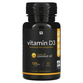 Thực phẩm chức năng Sports Research Vitamin D3 125 mcg (5.000 IU) 30 Softgels 023249010142