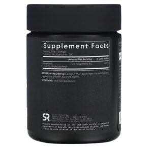 Thực phẩm bổ sung Sports Research Vitamin D3 Extra Strength 125 mcg (5.000 IU) 360 Softgels 023249004363