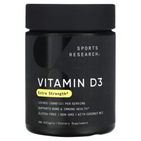 Thực phẩm chức năng Sports Research Vitamin D3 Extra Strength 125 mcg (5.000 IU) 360 Softgels 023249004363