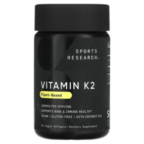 Thực phẩm chức năng Sports Research Vitamin K2 Plant-Based 100 mcg 60 Veggie Softgels 023249004394