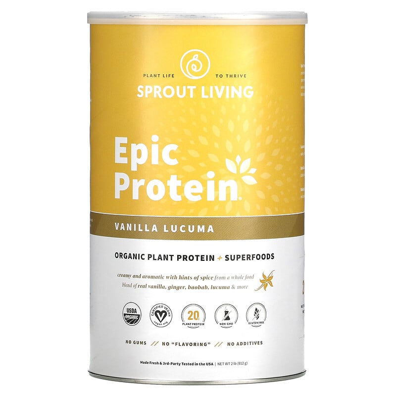 Sprout Living Epic Protein Organic Plant Protein + Superfoods Vanilla Lucuma 2 lb (912 g) 8 Thực phẩm chức năng Sprout Living Epic Protein Organic Plant Protein + Superfoods Vanilla Lucuma 2 lb (912 g) 852457007657