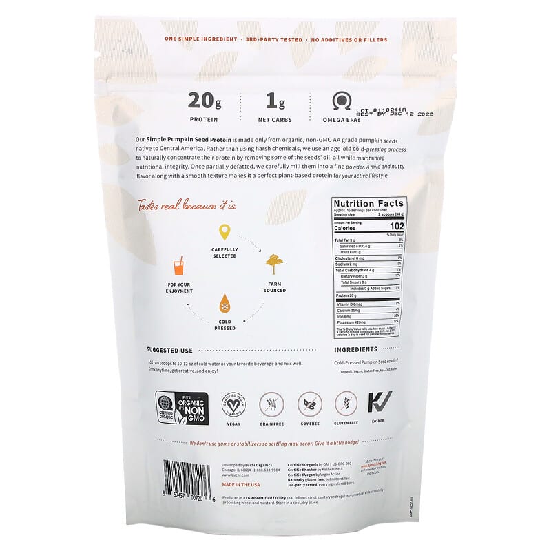 Sprout Living Simple Pumpkin Seed Protein 1 lb (454 g) 2 Thực phẩm bổ sung Sprout Living Simple Pumpkin Seed Protein 1 lb (454 g) 852457007206