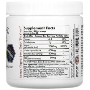 Thực phẩm bổ sung Sufficient C High Dosed Immune-Ade Drink Mix Lemon Peach 4.000 mg 125 g 040232072697