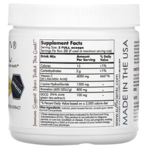 Thực phẩm bổ sung Sufficient C High Dosed Immune-Ade Drink Mix Lemon Peach 4.000 mg 250 g 040232053870