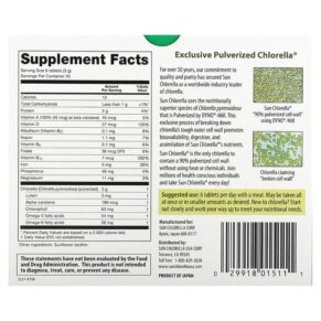 Thực phẩm bổ sung Sun Chlorella Chlorella 500 mg 120 Tablets 029918015111