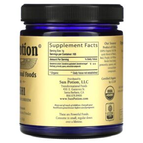 Thực phẩm bổ sung Sun Potion Organic Reishi Queen Healer Mushroom 3.5 oz (100 g) 850001146197