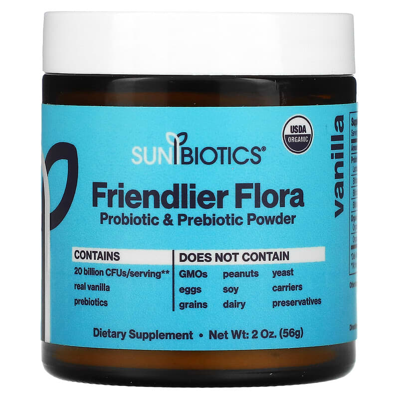 Sunbiotics Friendlier Flora Probiotic & Prebiotic Powder Vanilla 2 oz (56 g) 8 Thực phẩm chức năng Sunbiotics Friendlier Flora Probiotic & Prebiotic Powder Vanilla 2 oz (56 g) 850018464956