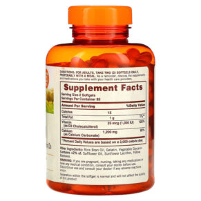 Sundown Naturals Calcium Plus Vitamin D3 600 mg 170 Softgels 3 Thực phẩm bổ sung Sundown Naturals Calcium Plus Vitamin D3 600 mg 170 Softgels 030768134389