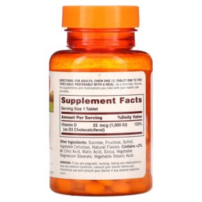 Thực phẩm bổ sung Sundown Naturals Chewable Vitamin D3 Strawberry-Banana 25 mg (1.000 IU) 120 ChewableTablets 030768503567
