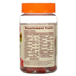 Thực phẩm bổ sung Sundown Naturals Women's Multivitamin Gummies with Biotin Raspberry Flavored 60 Gummies 030768567668