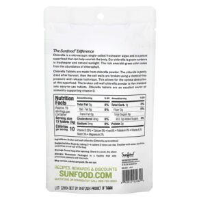 Thực phẩm bổ sung Sunfood Broken Cell Wall Chlorella Tablets 250 mg 228 Tablets 2 oz (57 g) 803813010620