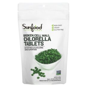 Thực phẩm chức năng Sunfood Broken Cell Wall Chlorella Tablets 250 mg 452 Tablets 4 oz (113 g) 803813010637
