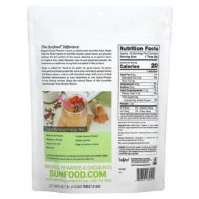 Thực phẩm bổ sung Sunfood Organic Cacao Powder 8 oz (227 g) 803813030512
