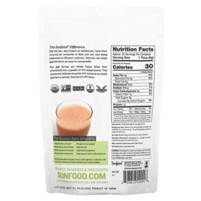 Thực phẩm bổ sung Sunfood Raw Organic Goji Berry Powder 8 oz (227 g) 803813100246