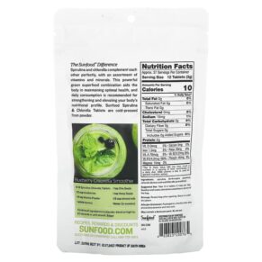 Thực phẩm bổ sung Sunfood Super Algae Tablets Spirulina & Chlorella 250 mg 456 Tablets 803813100765