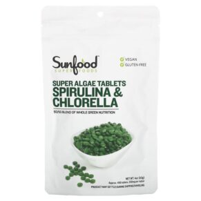 Thực phẩm chức năng Sunfood Super Algae Tablets Spirulina & Chlorella 250 mg 456 Tablets 803813100765