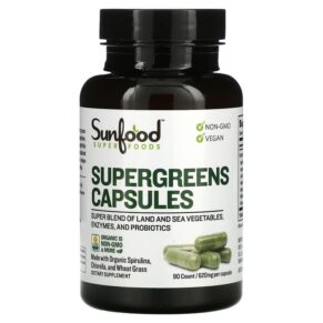 Thực phẩm chức năng Sunfood Supergreens Capsules 620 mg 90 Capsules 803813102288
