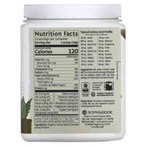 Thực phẩm bổ sung Sunwarrior Hemp Protein Powder Unflavored 1.65 lb (750 g) 814784026923