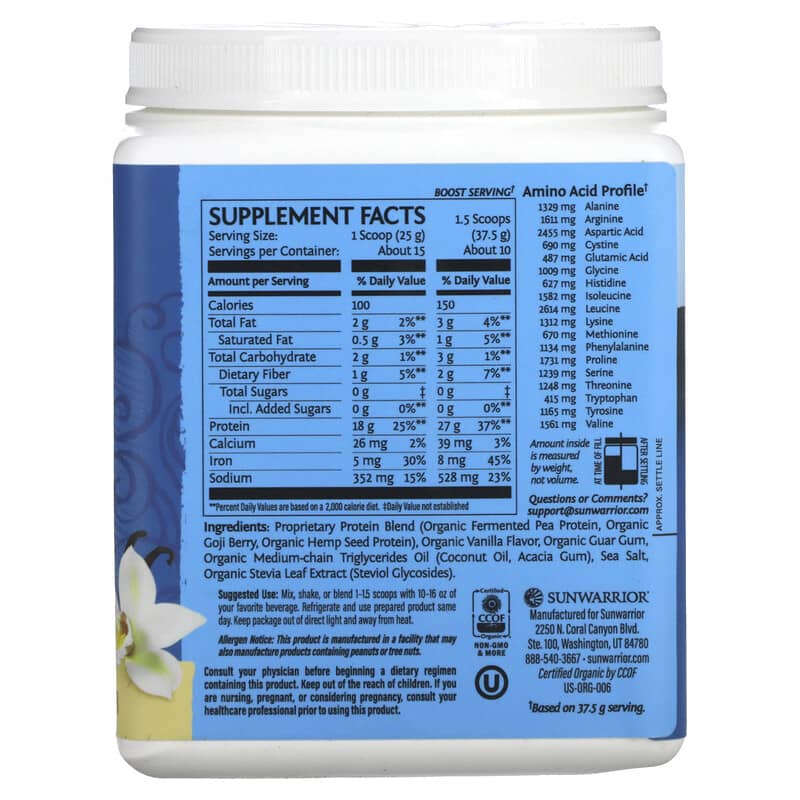 Sunwarrior Warrior Blend Protein Vanilla 13.2 oz (375 g) 2 Thực phẩm bổ sung Sunwarrior Warrior Blend Protein Vanilla 13.2 oz (375 g) 814784024301