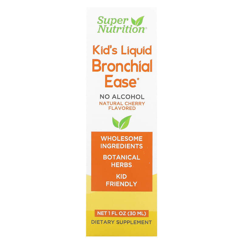 Super Nutrition Kid's Liquid Bronchial Ease No Alcohol Cherry 1 fl oz (30 ml) 8 Thực phẩm chức năng Super Nutrition Kid's Liquid Bronchial Ease No Alcohol Cherry 1 fl oz (30 ml) 898220021949
