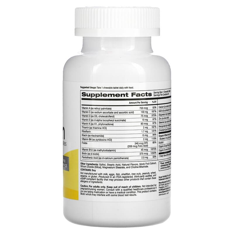 Super Nutrition SimplyOne 50+ Men Multivitamin + Supporting Herbs Wild-Berry 90 Chewables 2 Thực phẩm bổ sung Super Nutrition SimplyOne 50+ Men Multivitamin + Supporting Herbs Wild-Berry 90 Chewables 033739002878