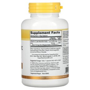 Thực phẩm bổ sung Super Nutrition SimplyOne C-1000 & Zinc Immune 120 Veg Capsules 033739001208